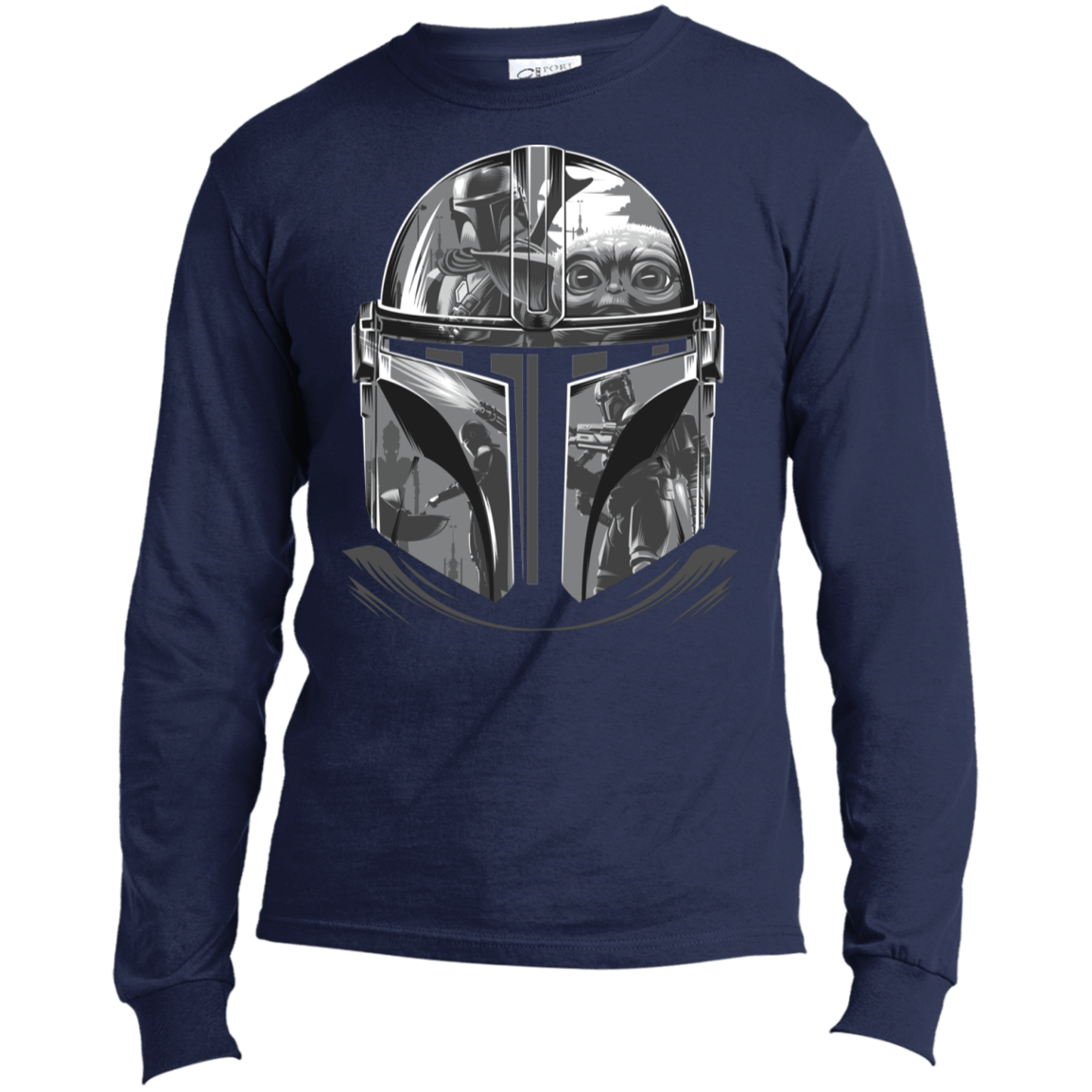 T-Shirts Navy / S Helmet Mandalorian Men's Premium Long Sleeve