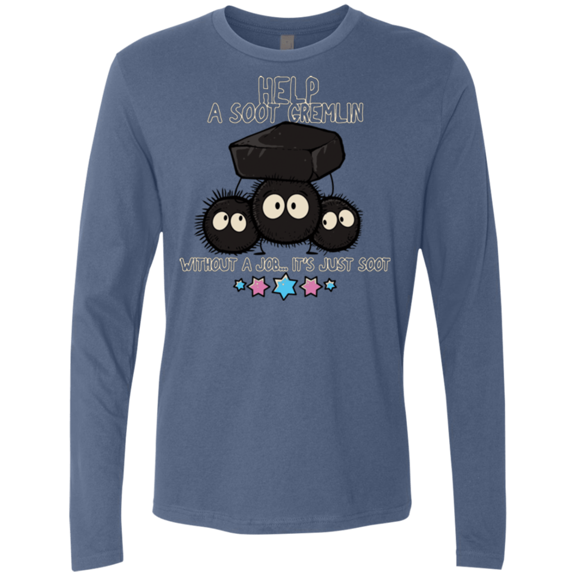T-Shirts Indigo / Small HELP A SOOT GREMLIN Men's Premium Long Sleeve