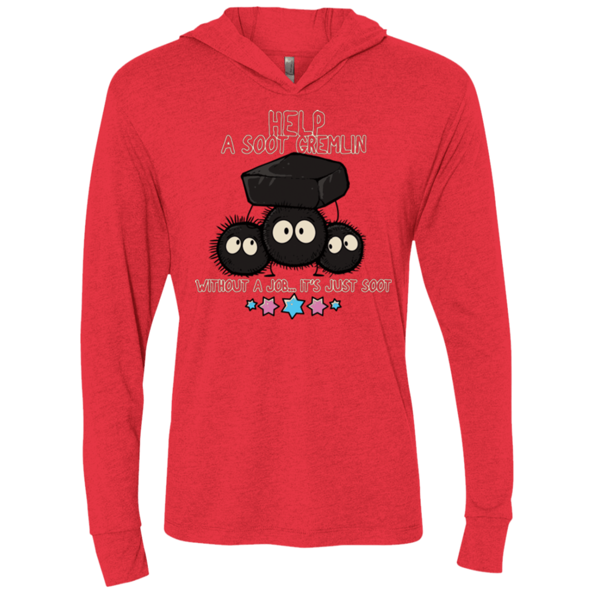T-Shirts Vintage Red / X-Small HELP A SOOT GREMLIN Triblend Long Sleeve Hoodie Tee