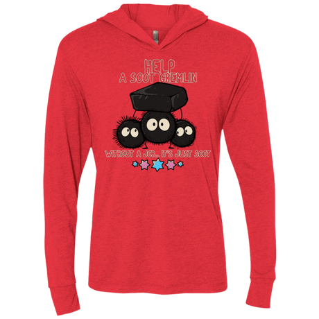 T-Shirts Vintage Red / X-Small HELP A SOOT GREMLIN Triblend Long Sleeve Hoodie Tee