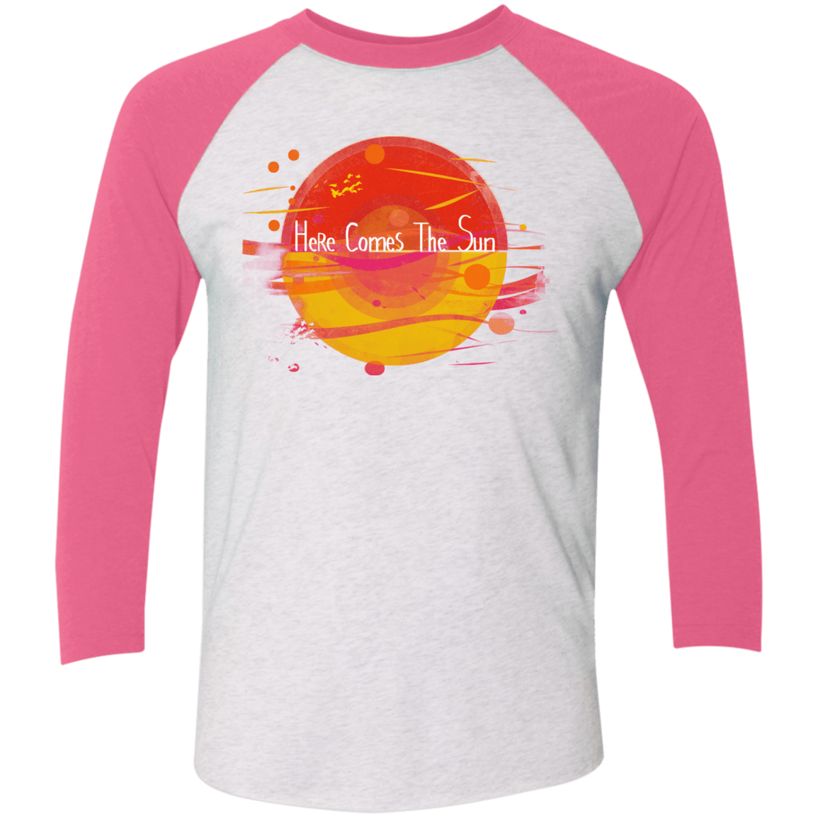 T-Shirts Heather White/Vintage Pink / X-Small Here Comes The Sun (1) Men's Triblend 3/4 Sleeve