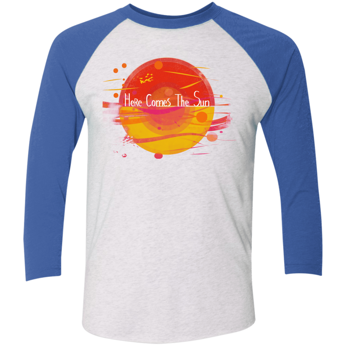 T-Shirts Heather White/Vintage Royal / X-Small Here Comes The Sun (1) Men's Triblend 3/4 Sleeve