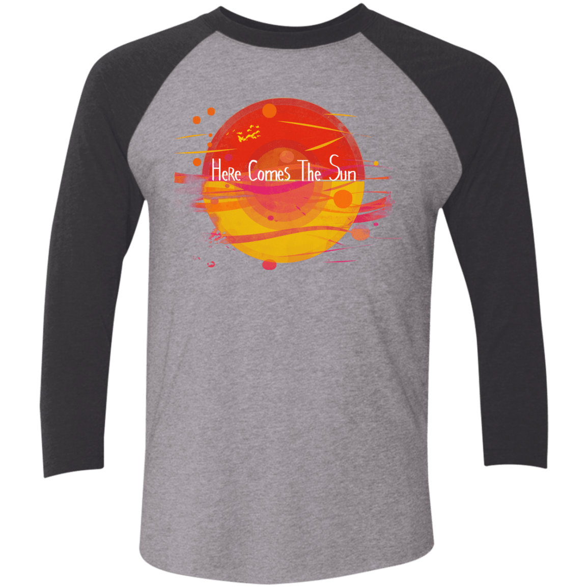 T-Shirts Premium Heather/Vintage Black / X-Small Here Comes The Sun (1) Men's Triblend 3/4 Sleeve