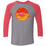T-Shirts Premium Heather/Vintage Red / X-Small Here Comes The Sun (1) Men's Triblend 3/4 Sleeve