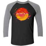 T-Shirts Vintage Black/Premium Heather / X-Small Here Comes The Sun (1) Men's Triblend 3/4 Sleeve