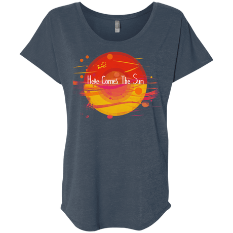 T-Shirts Indigo / X-Small Here Comes The Sun (1) Triblend Dolman Sleeve