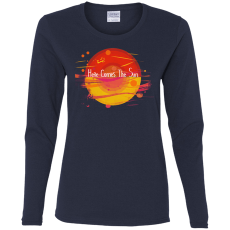 T-Shirts Navy / S Here Comes The Sun (1) Women's Long Sleeve T-Shirt