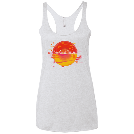 T-Shirts Heather White / X-Small Here Comes The Sun (1) Women's Triblend Racerback Tank