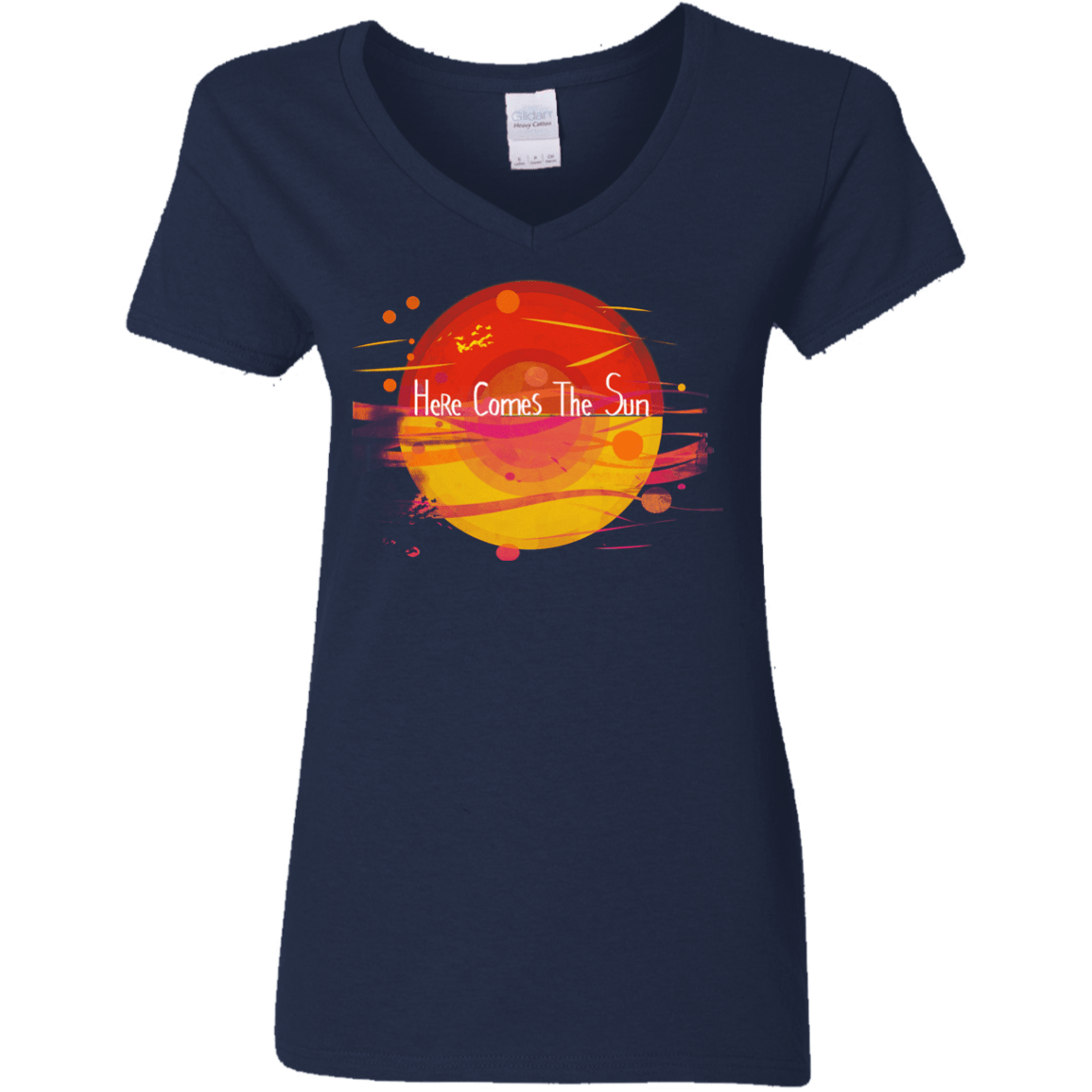 T-Shirts Navy / S Here Comes The Sun (1) Women's V-Neck T-Shirt