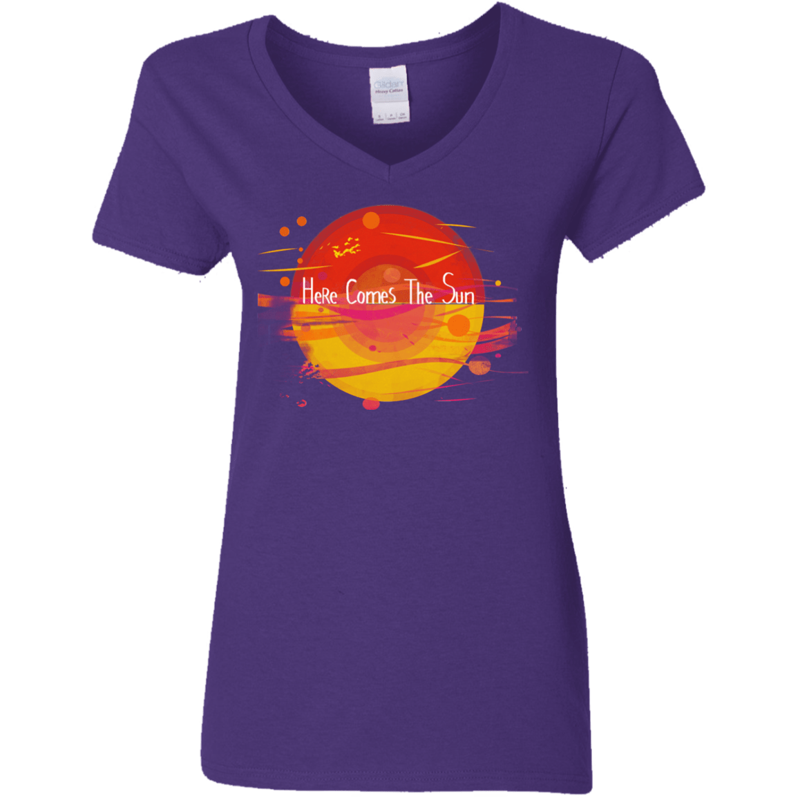 T-Shirts Purple / S Here Comes The Sun (1) Women's V-Neck T-Shirt