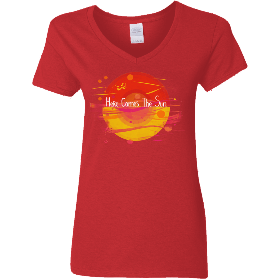 T-Shirts Red / S Here Comes The Sun (1) Women's V-Neck T-Shirt