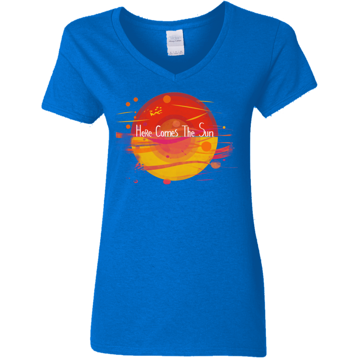 T-Shirts Royal / S Here Comes The Sun (1) Women's V-Neck T-Shirt