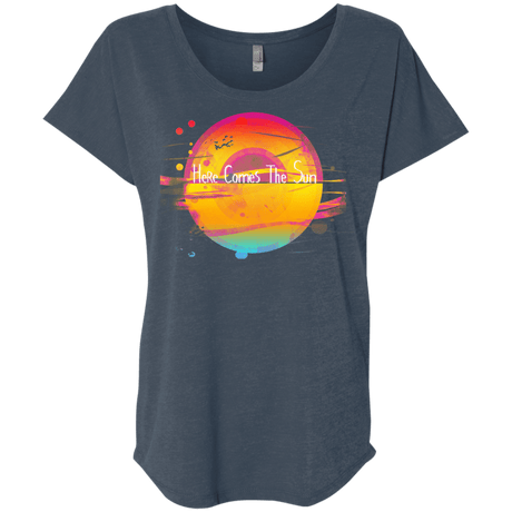 T-Shirts Indigo / X-Small Here Comes The Sun (2) Triblend Dolman Sleeve