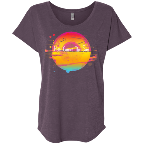 T-Shirts Vintage Purple / X-Small Here Comes The Sun (2) Triblend Dolman Sleeve