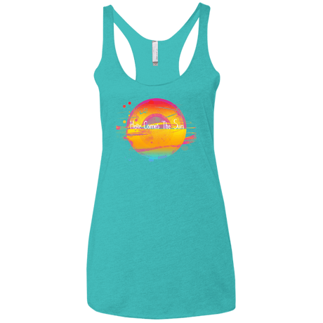 T-Shirts Tahiti Blue / X-Small Here Comes The Sun (2) Women's Triblend Racerback Tank