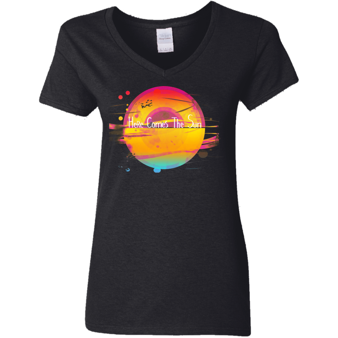 T-Shirts Black / S Here Comes The Sun (2) Women's V-Neck T-Shirt