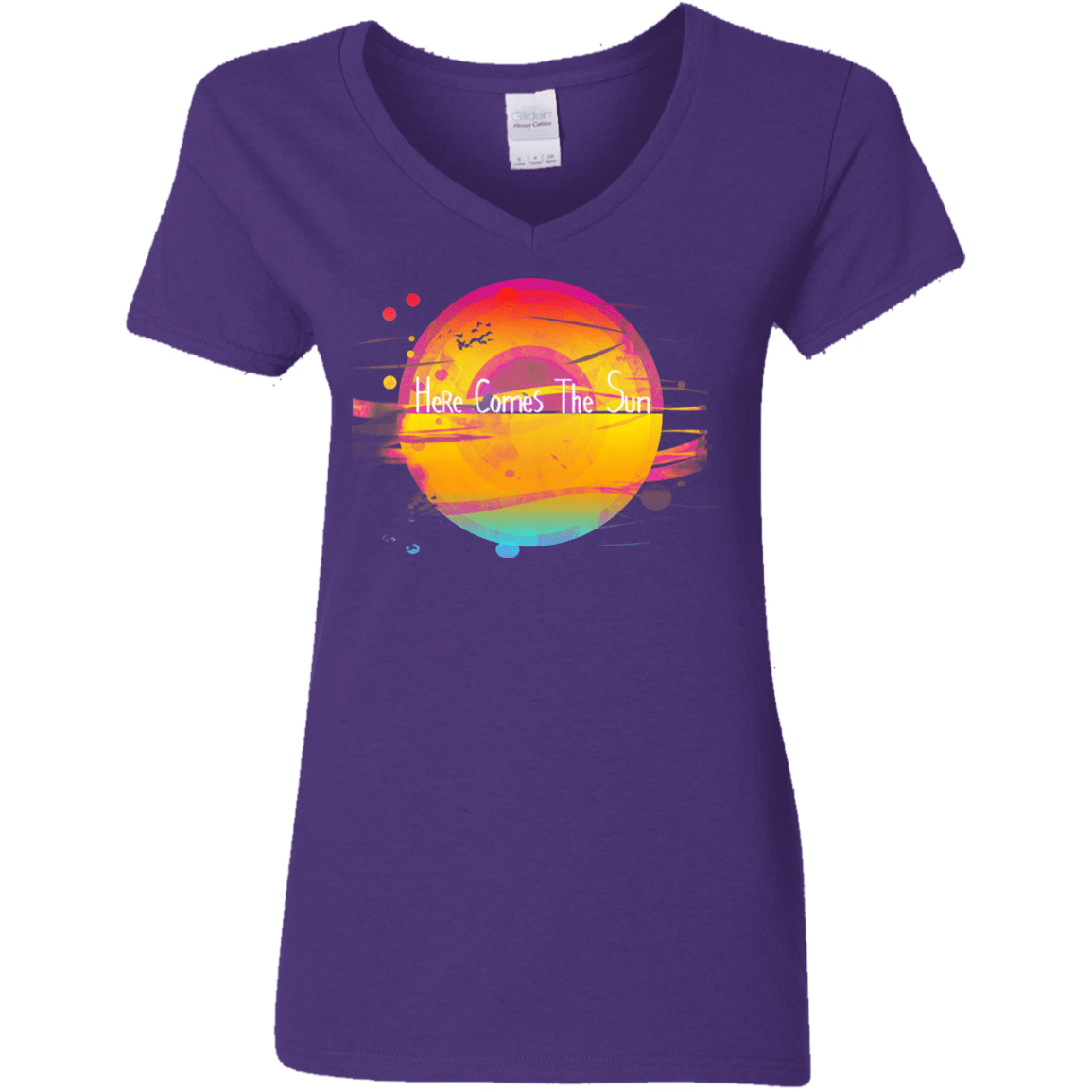 T-Shirts Purple / S Here Comes The Sun (2) Women's V-Neck T-Shirt