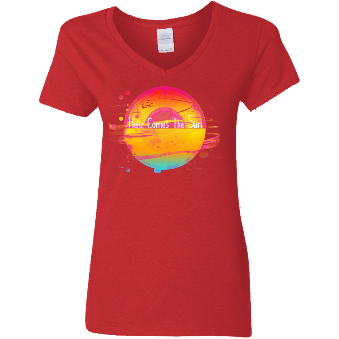 T-Shirts Red / S Here Comes The Sun (2) Women's V-Neck T-Shirt