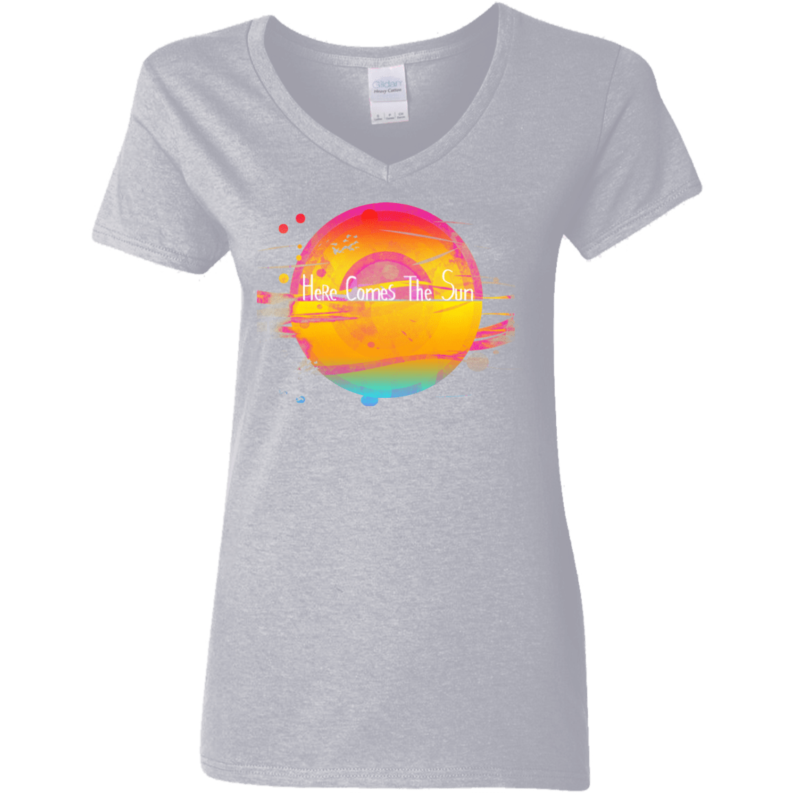 T-Shirts Sport Grey / S Here Comes The Sun (2) Women's V-Neck T-Shirt