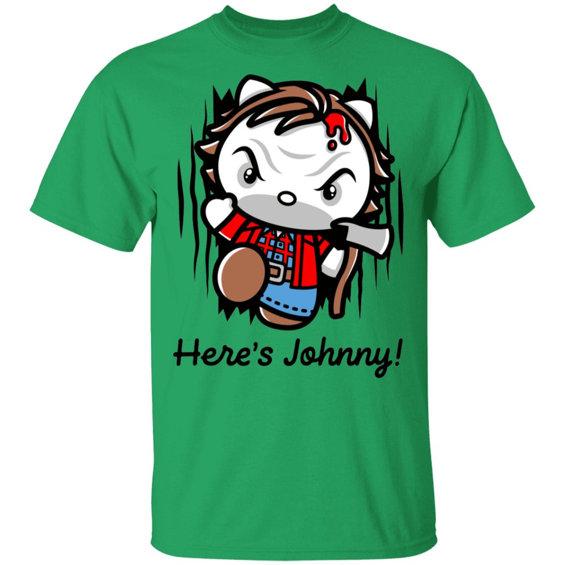 T-Shirts Irish Green / S Heres Johnny Kitty T-Shirt