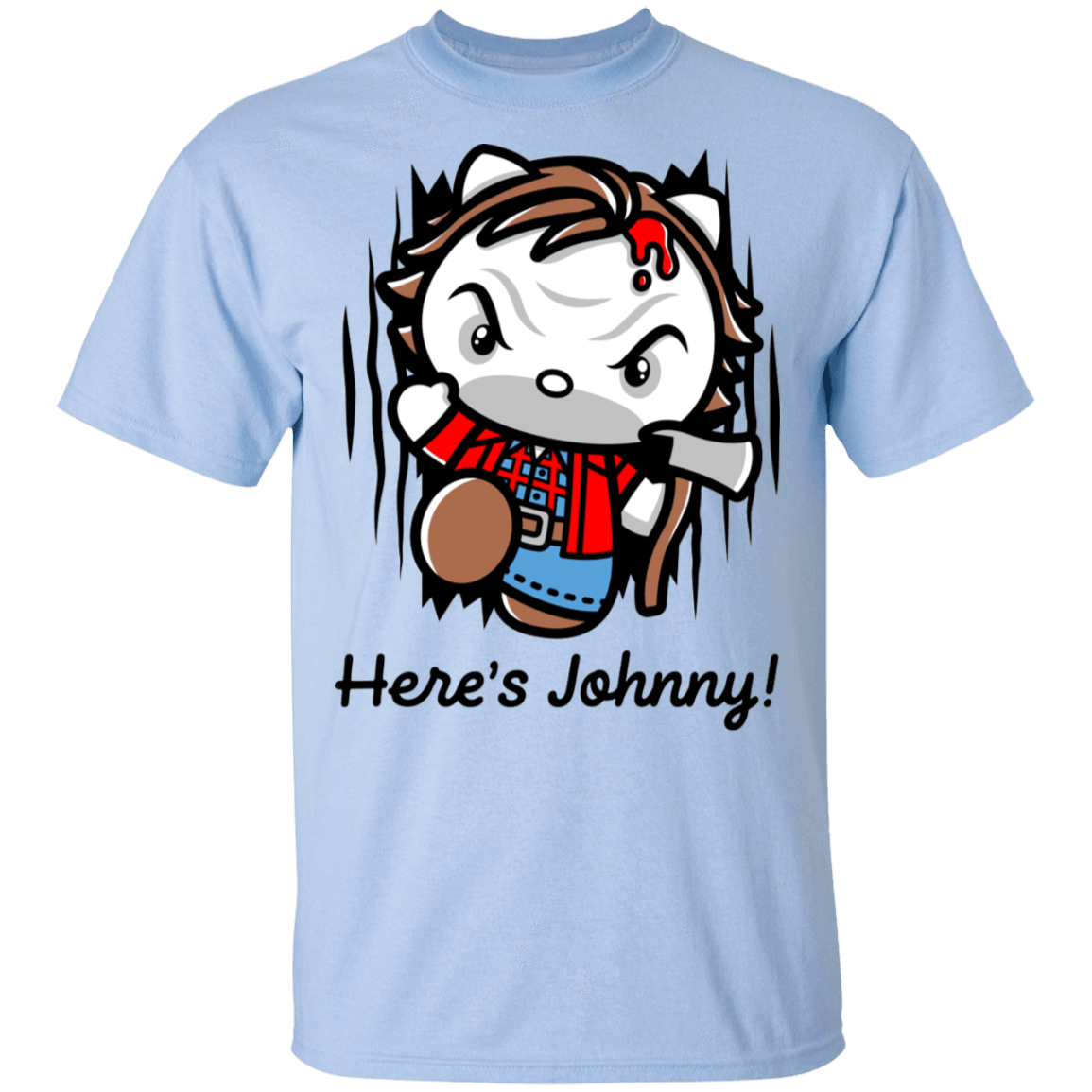 T-Shirts Light Blue / S Heres Johnny Kitty T-Shirt