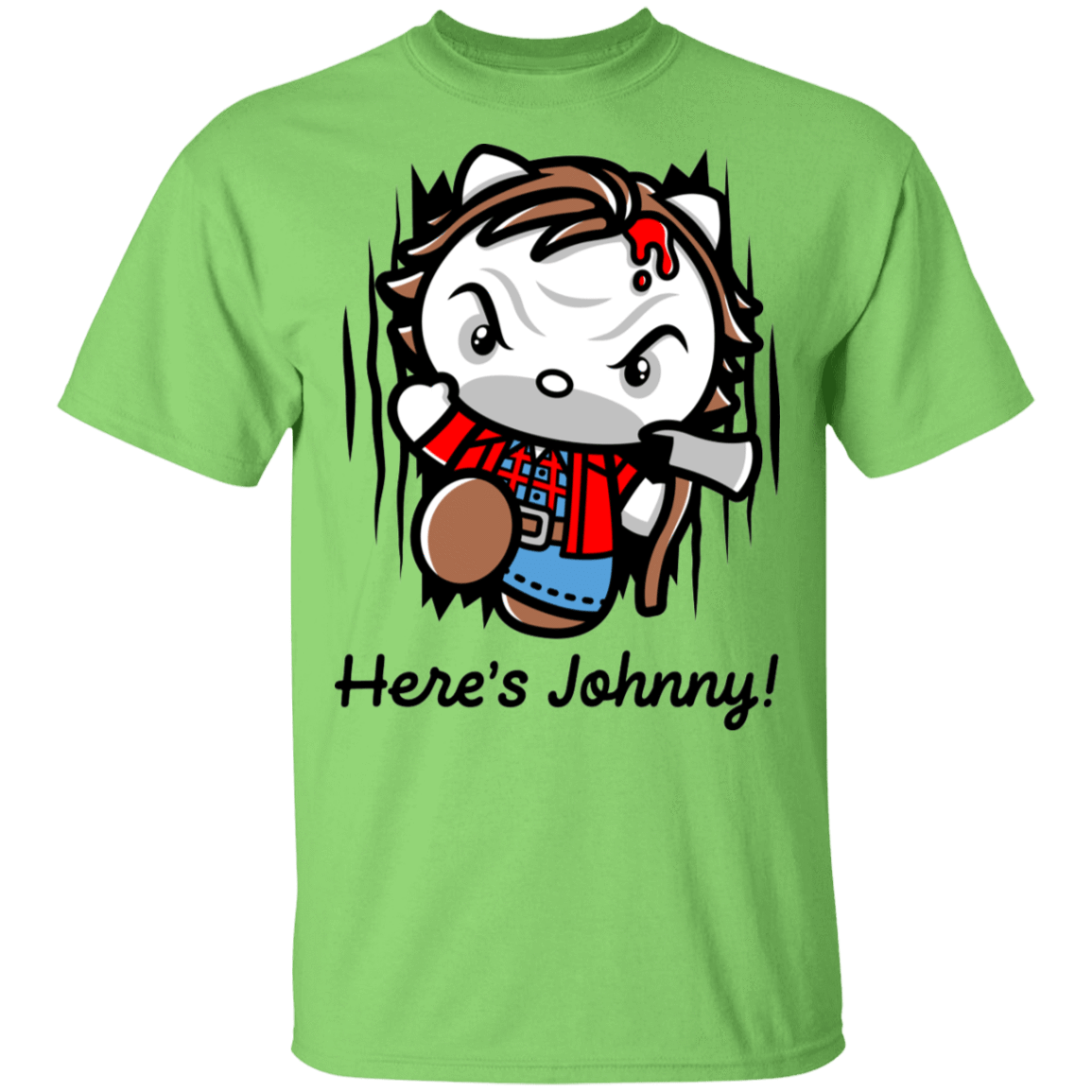 T-Shirts Lime / S Heres Johnny Kitty T-Shirt