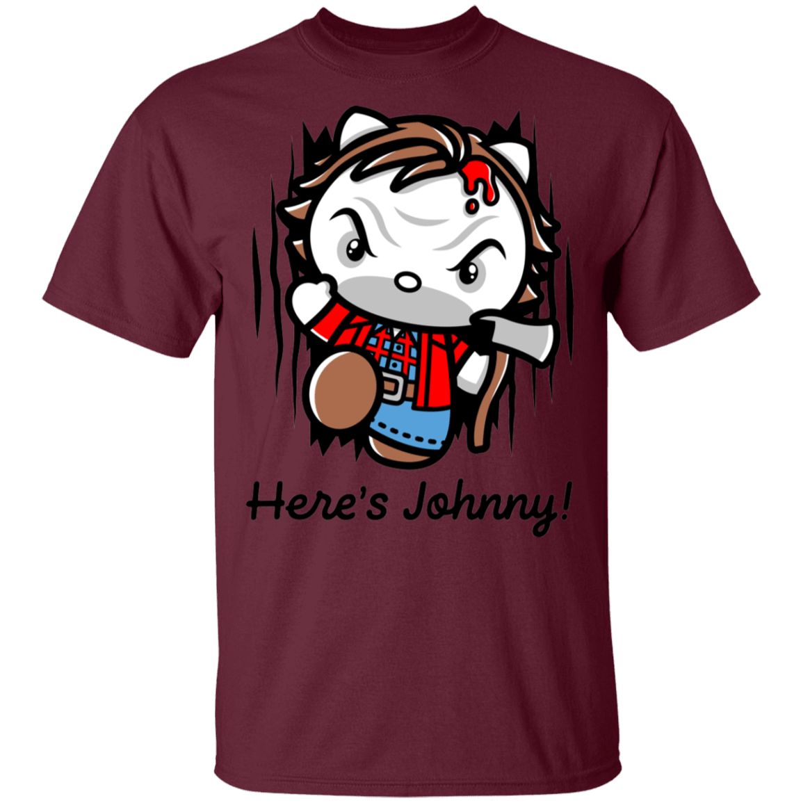 T-Shirts Maroon / S Heres Johnny Kitty T-Shirt