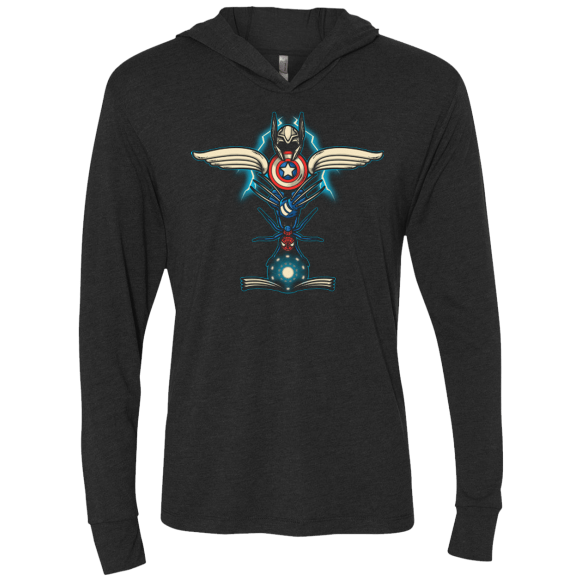 T-Shirts Vintage Black / X-Small HERO TOTEM Triblend Long Sleeve Hoodie Tee