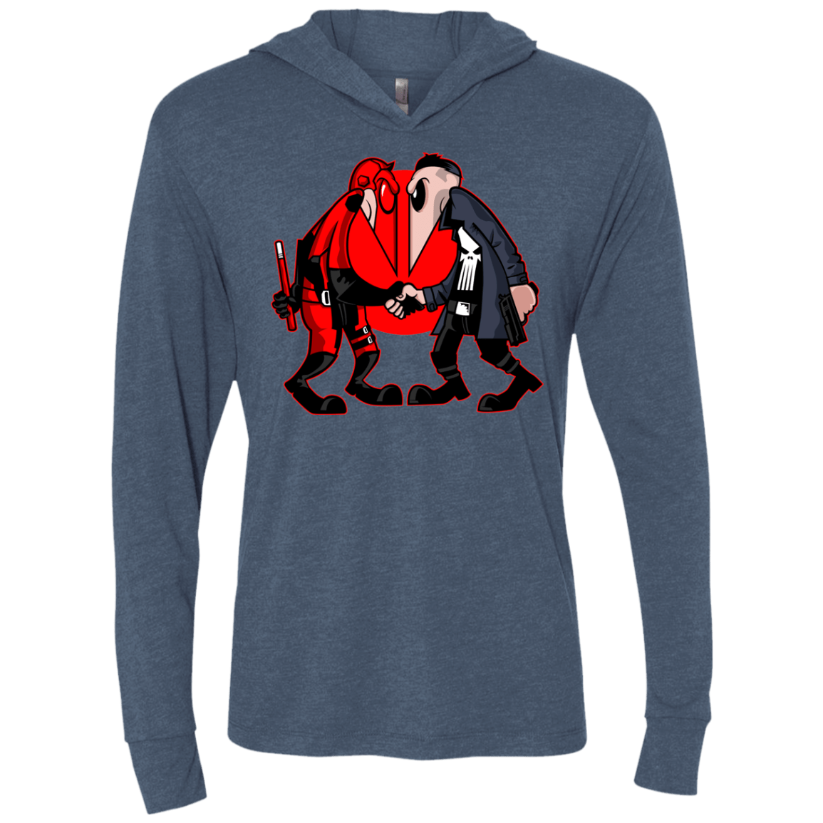 T-Shirts Indigo / X-Small Hero vs Antihero Triblend Long Sleeve Hoodie Tee