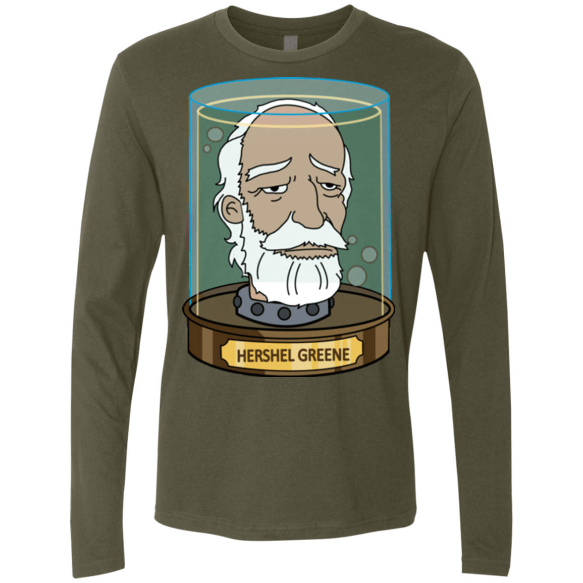 T-Shirts Military Green / Small Hershel Greene Head Men's Premium Long Sleeve