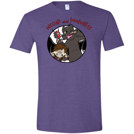 T-Shirts Heather Purple / S Hiccup and Toothless Men's Semi-Fitted Softstyle