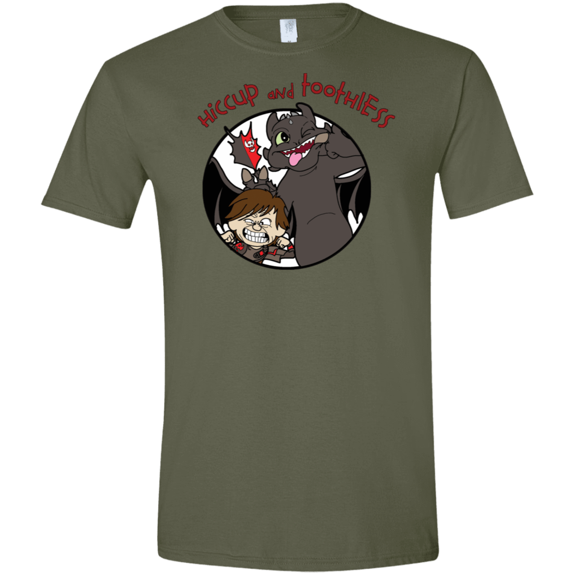 T-Shirts Military Green / S Hiccup and Toothless Men's Semi-Fitted Softstyle