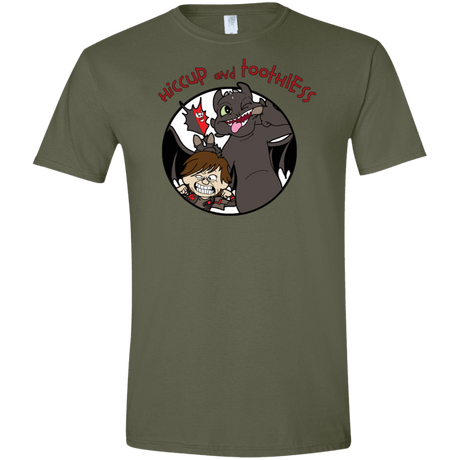 T-Shirts Military Green / S Hiccup and Toothless Men's Semi-Fitted Softstyle