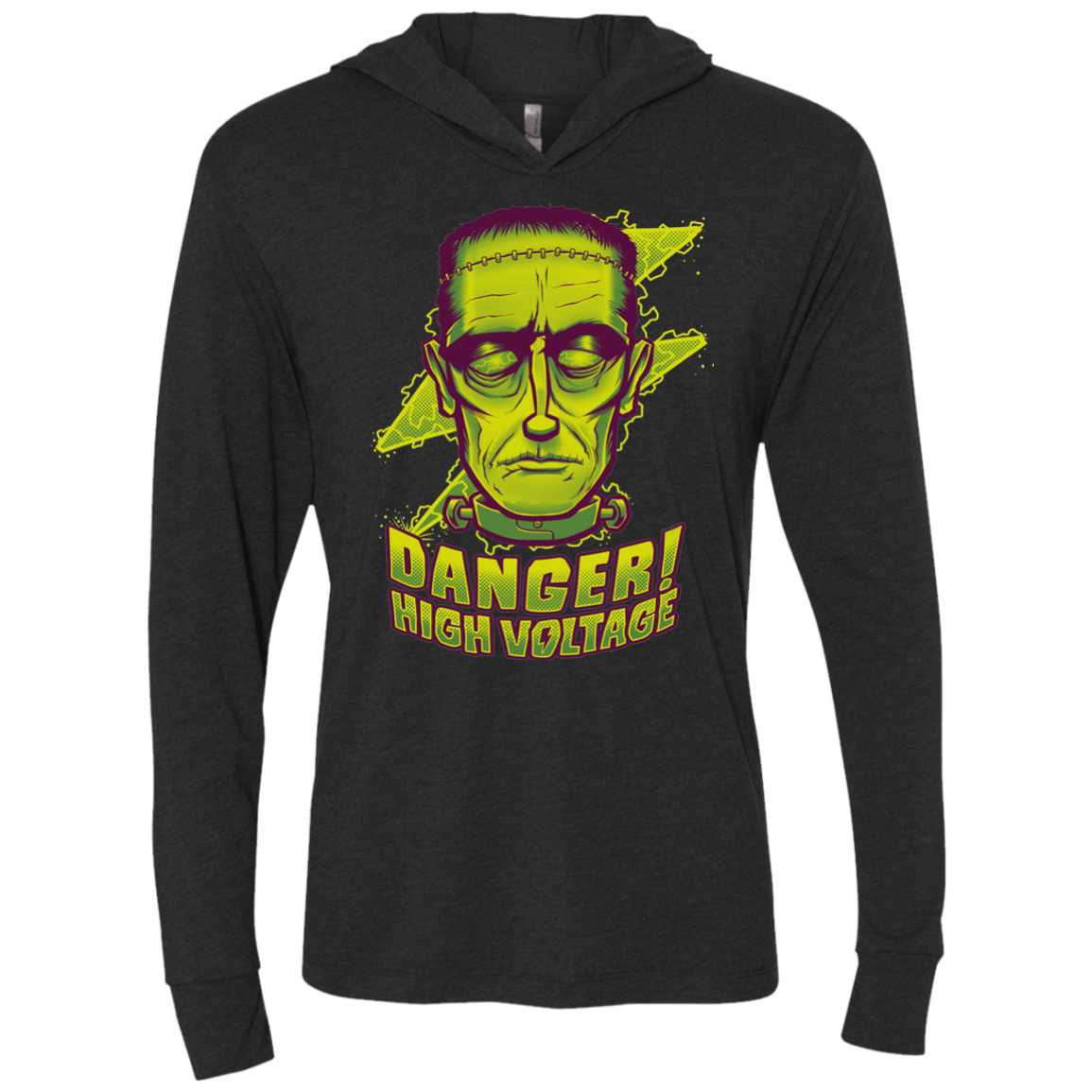 T-Shirts Vintage Black / X-Small HIGH VOLTAGE Triblend Long Sleeve Hoodie Tee