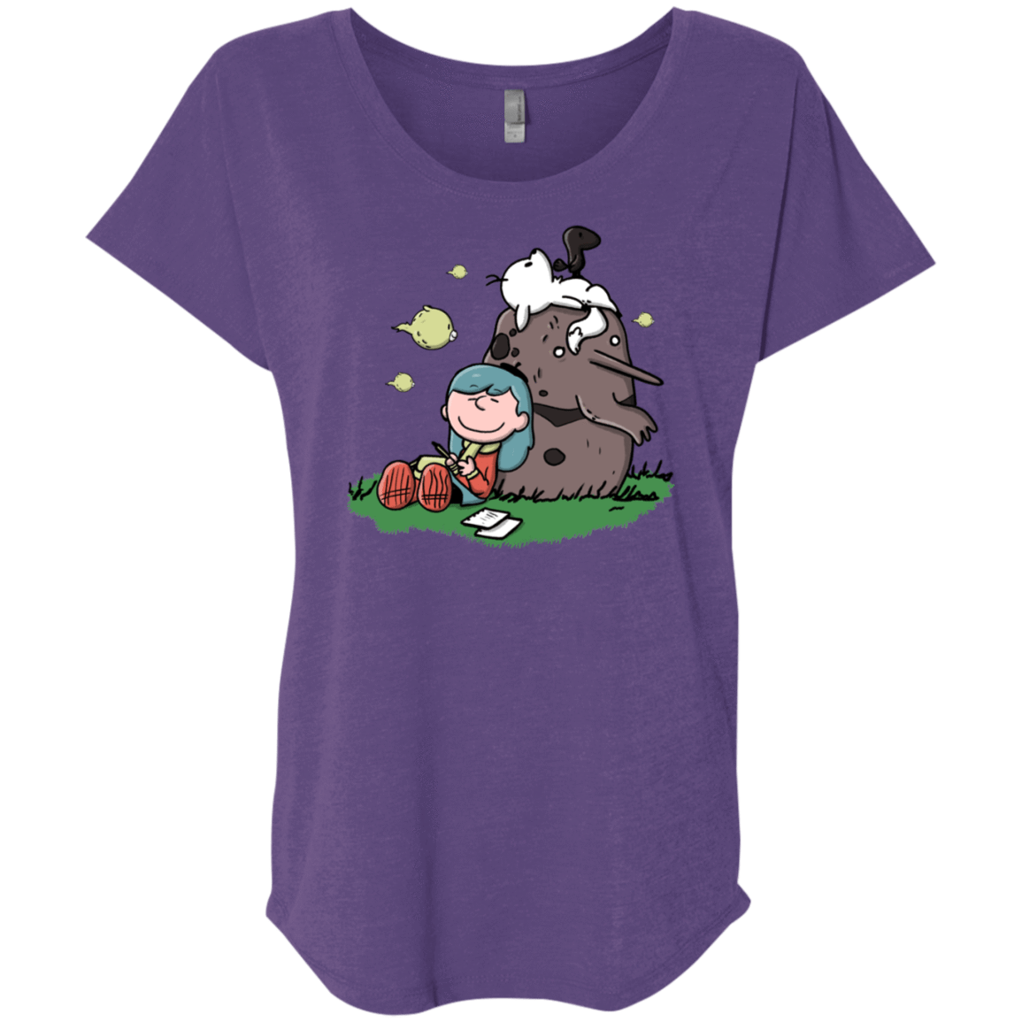 T-Shirts Purple Rush / X-Small Hilda Brown Triblend Dolman Sleeve