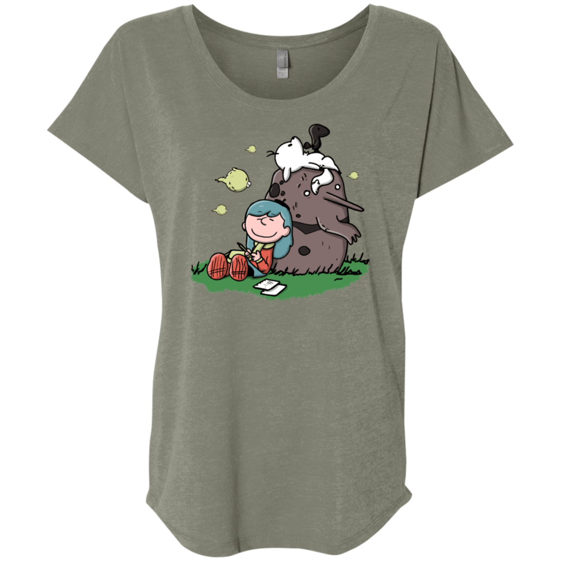 T-Shirts Venetian Grey / X-Small Hilda Brown Triblend Dolman Sleeve