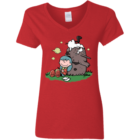 T-Shirts Red / S Hilda Brown Women's V-Neck T-Shirt