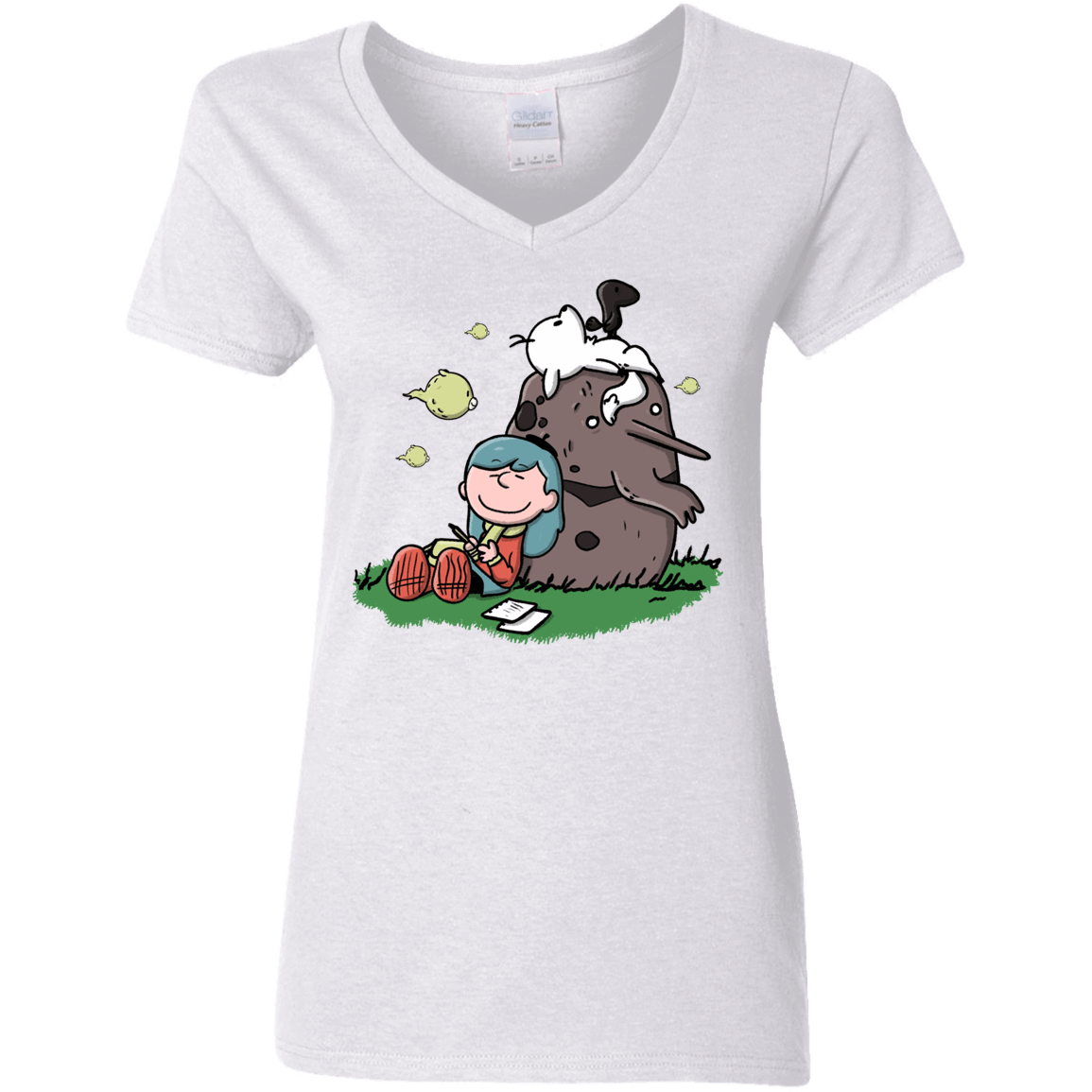 T-Shirts White / S Hilda Brown Women's V-Neck T-Shirt