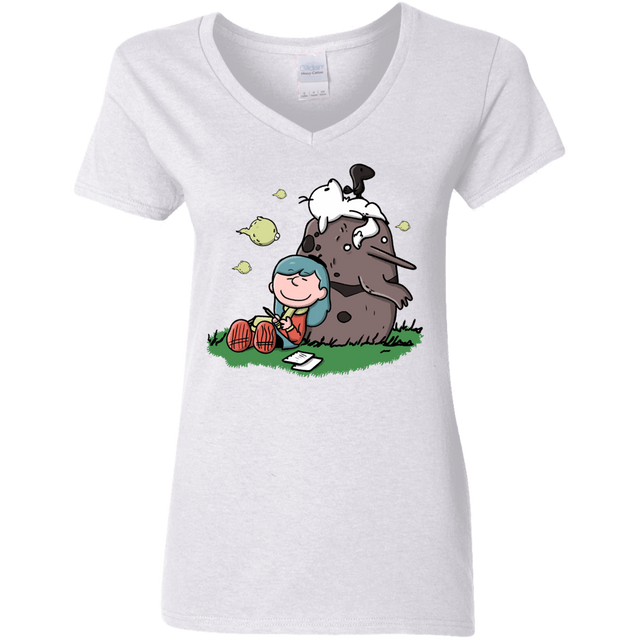 T-Shirts White / S Hilda Brown Women's V-Neck T-Shirt