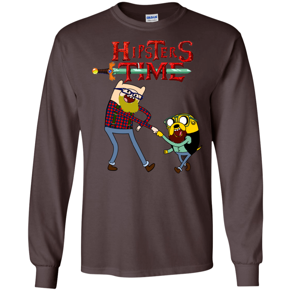 T-Shirts Dark Chocolate / S Hipsters Time Men's Long Sleeve T-Shirt