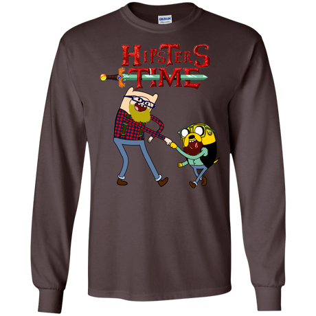 T-Shirts Dark Chocolate / S Hipsters Time Men's Long Sleeve T-Shirt