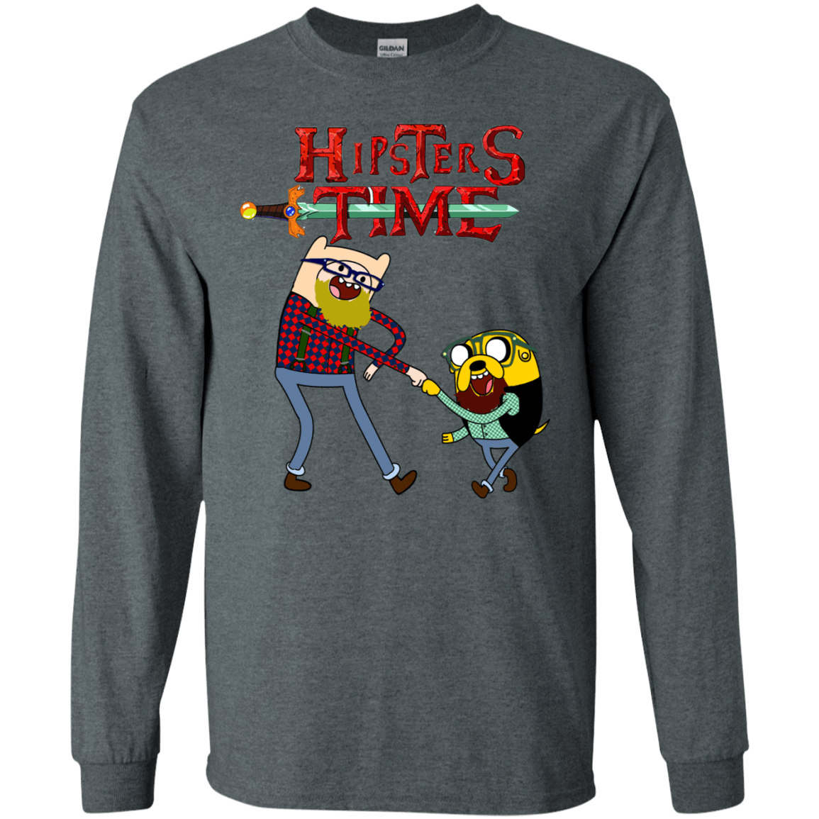 T-Shirts Dark Heather / S Hipsters Time Men's Long Sleeve T-Shirt