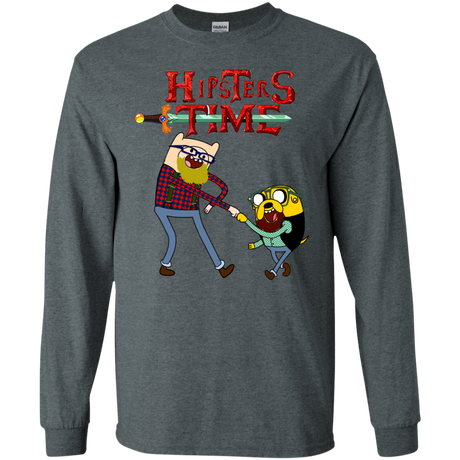 T-Shirts Dark Heather / S Hipsters Time Men's Long Sleeve T-Shirt