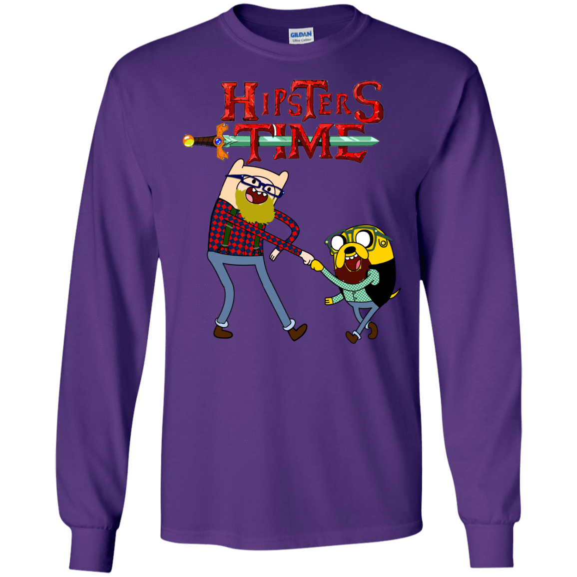 T-Shirts Purple / S Hipsters Time Men's Long Sleeve T-Shirt