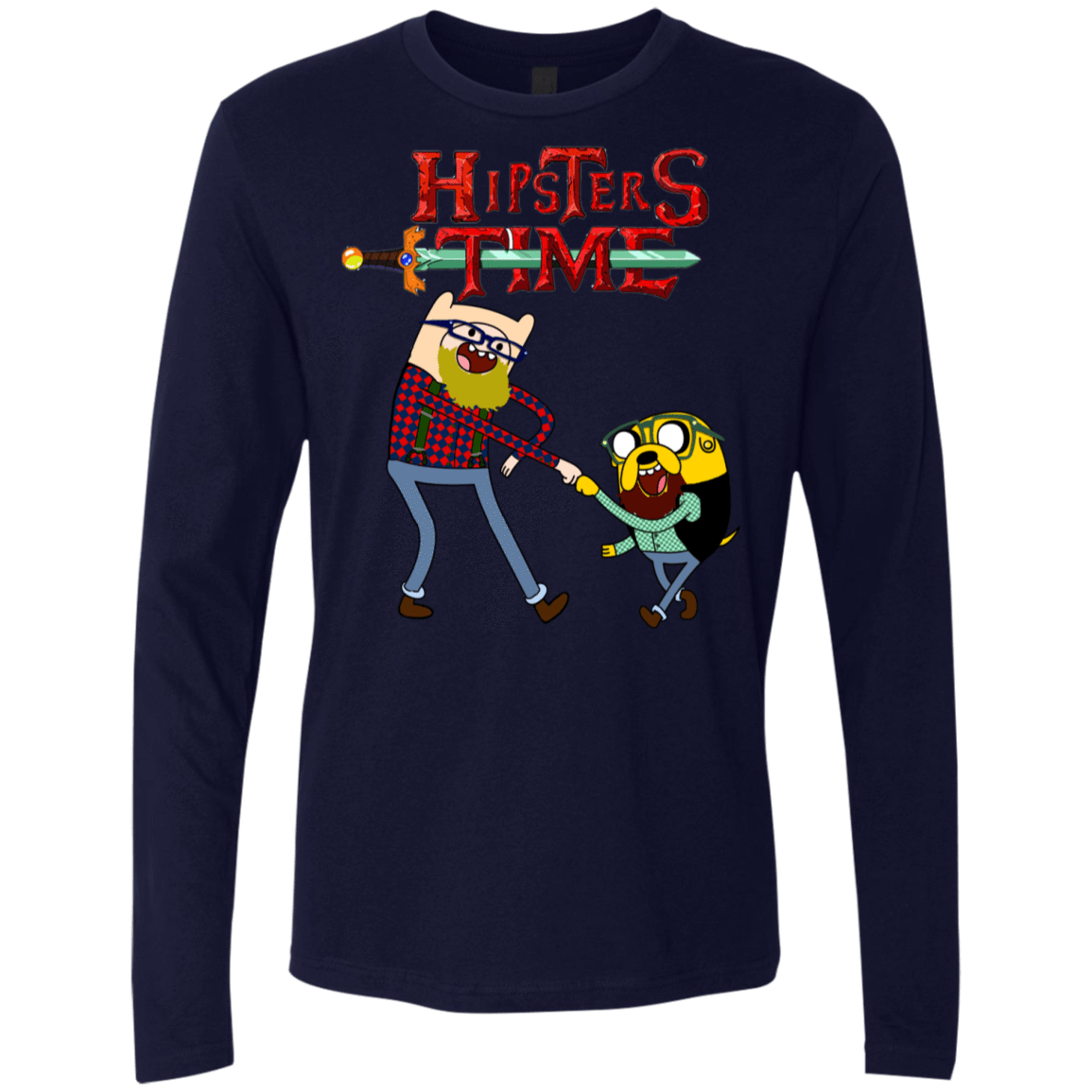 T-Shirts Midnight Navy / S Hipsters Time Men's Premium Long Sleeve