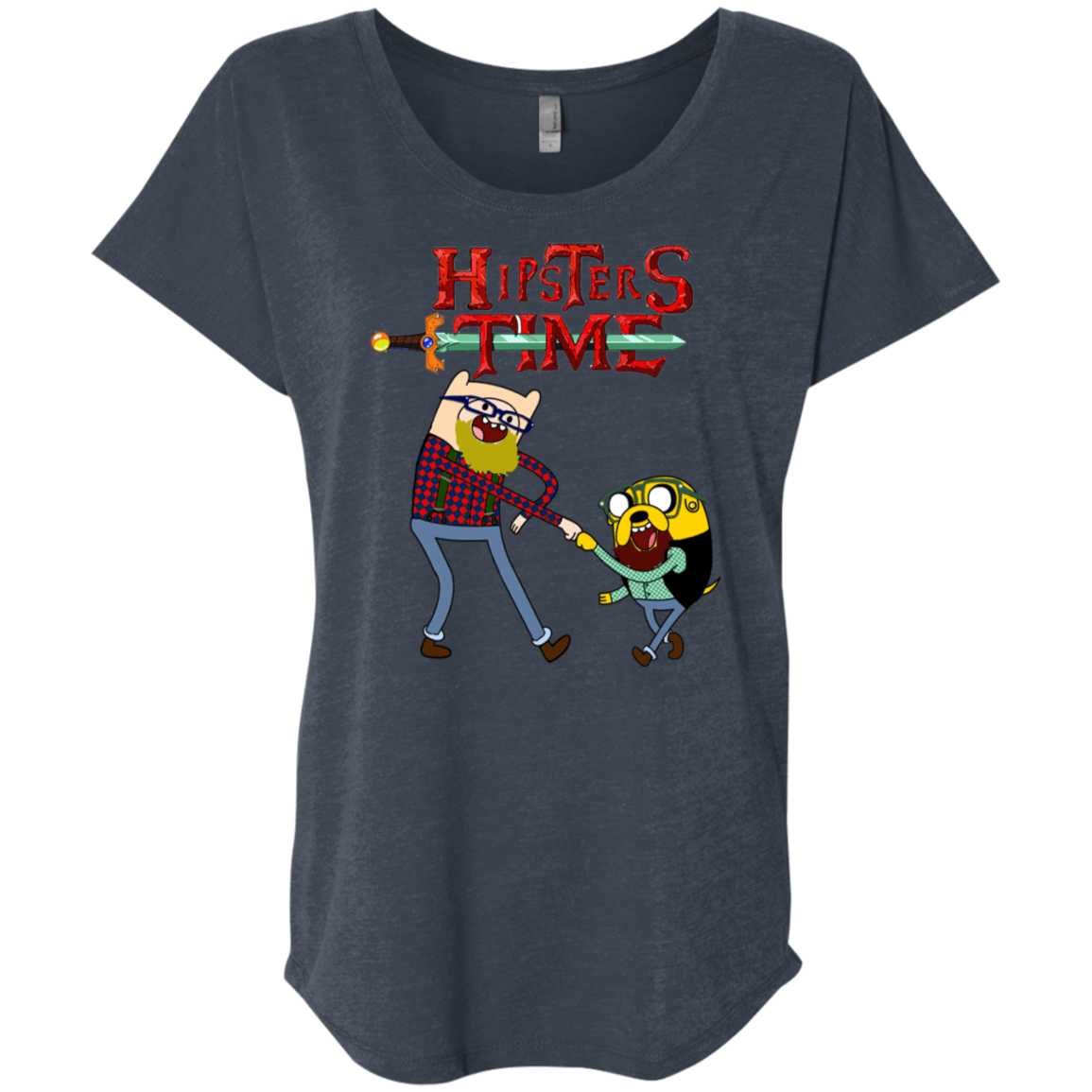 T-Shirts Vintage Navy / X-Small Hipsters Time Triblend Dolman Sleeve