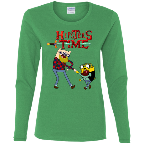 T-Shirts Irish Green / S Hipsters Time Women's Long Sleeve T-Shirt