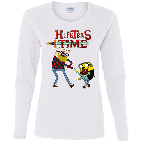 T-Shirts White / S Hipsters Time Women's Long Sleeve T-Shirt