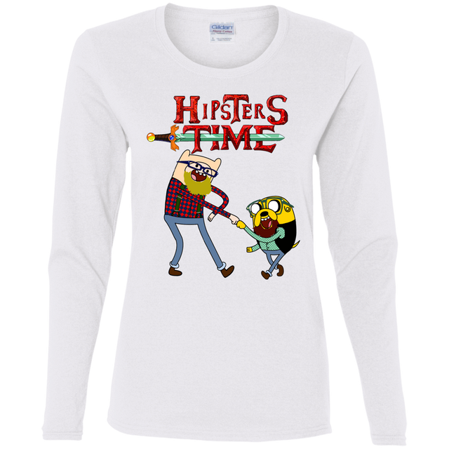 T-Shirts White / S Hipsters Time Women's Long Sleeve T-Shirt