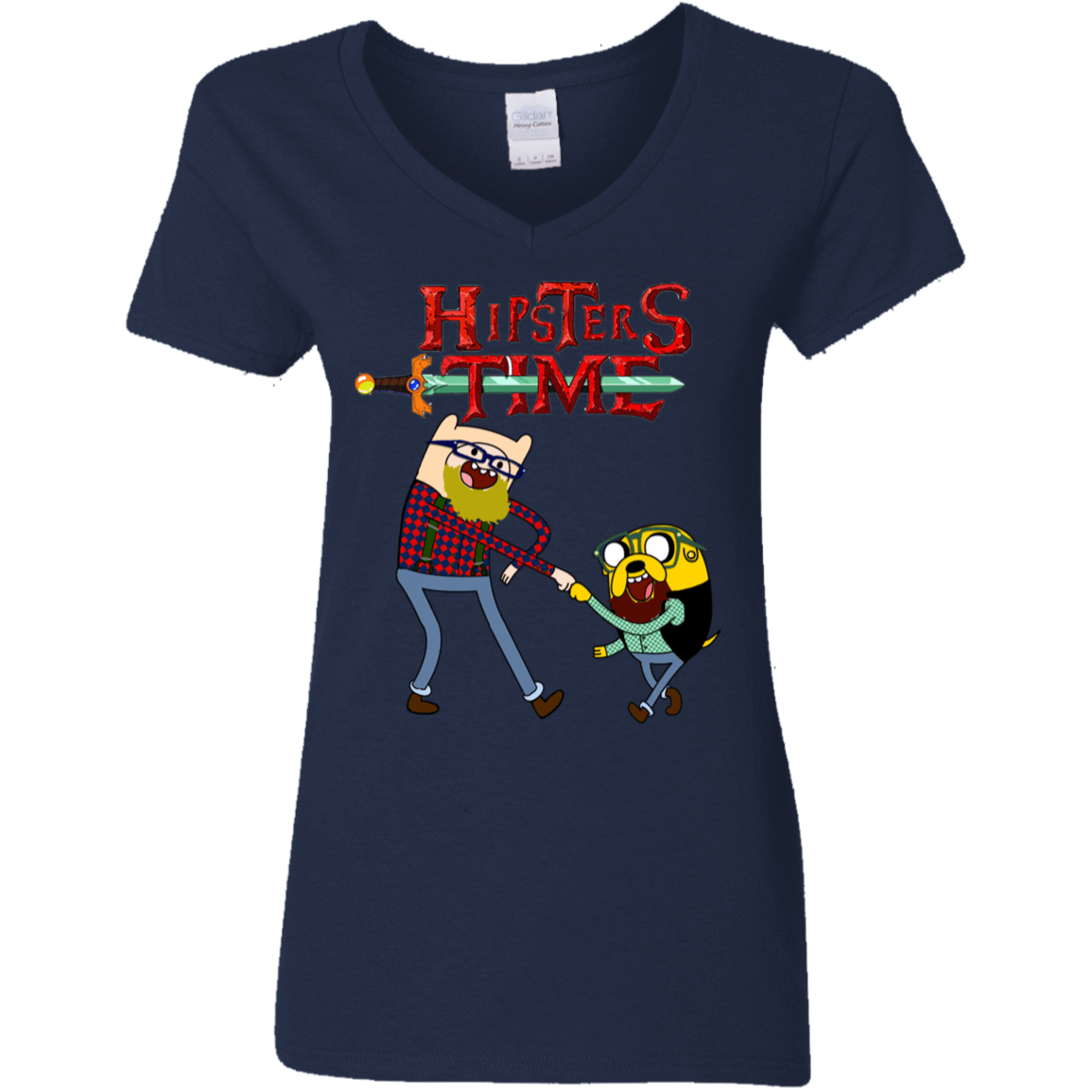 T-Shirts Navy / S Hipsters Time Women's V-Neck T-Shirt